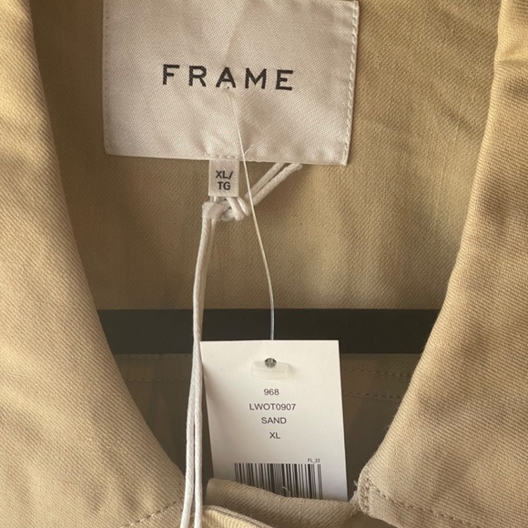 FRAME Belted Organic Linen Blend Cargo Jacket - Sand - XL - NWT - Picture 5 of 7
